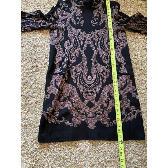 Free People Sweater Dress Medium Mock Neck Mini Pockets Paisley Modern Love - Picture 8 of 9